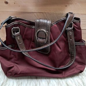 American Living Burgundy and Brown Shoulder Bag